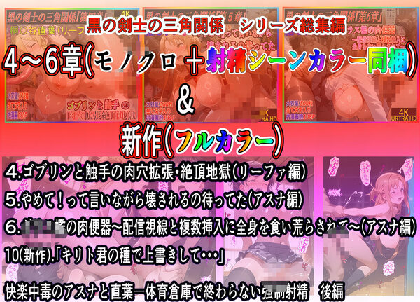 黒の剣士の三角関係 総集編＋10章-後編 「キリト君の種で上書きして・・・」快楽中毒のアスナと直葉 体育倉庫で終わらない強●射精 画像6